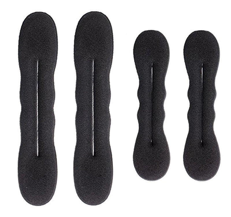 Styla Hair Black Magic Hair Bun Maker 4 Pack (2 Small, 2 Large) Foam Sponge Buns Shaper Accessories Strong Flexible Reusable Bun Twister for Updo’s, Ballet Buns, French Twist, Waves & more! Styla Hair
