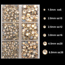 4000Pcs Mixed Size Hot Fix Round Crystals Gems Glass Stones Hotfix Flat Back Rhinestones (Light Champagne) MASSIVE BEADS
