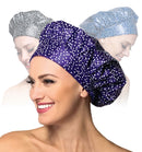 TIARA Shower Cap for Women, Terry Lined – Leak-Free, Washable and Waterproof Shower Cap – Reusable Shower Cap for All Hair Lengths/Styles – Also Works as a Deep Conditioning Cap – Dots Purple TIARA Shower Cap