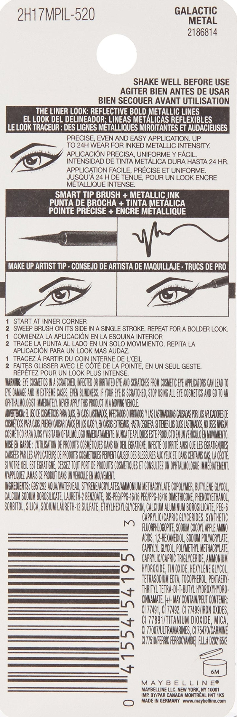 Maybelline New York Master Precise Ink Metallic Liquid Liner, Galactic Metal, 0.06 Fluid Ounce Maybelline New York