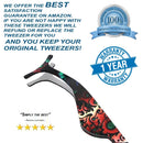 False Eyelash Applicator: Eyelash Extensions Tweezers for Easy Lash Application and Removal – Adjust and Repair Your Lashes in an Instant – Stainless Steel (Floral Black) Rapid Vitality
