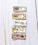 California Tot Rectangle Faux Leather Hair Snap, Non-Slip for Finest Hair, Toddlers, Girls (Essence Set of 5) California Tot