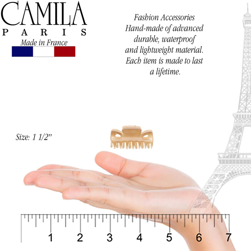 Camila Paris CP3047 French Hair Clip for Women, 1.5 inch Set of 2 Beige Girls Hair Claw Clips Jaw Fashion Durable Styling Hair Accessories for Women, Strong Hold No Slip Grip, Made in France Camila