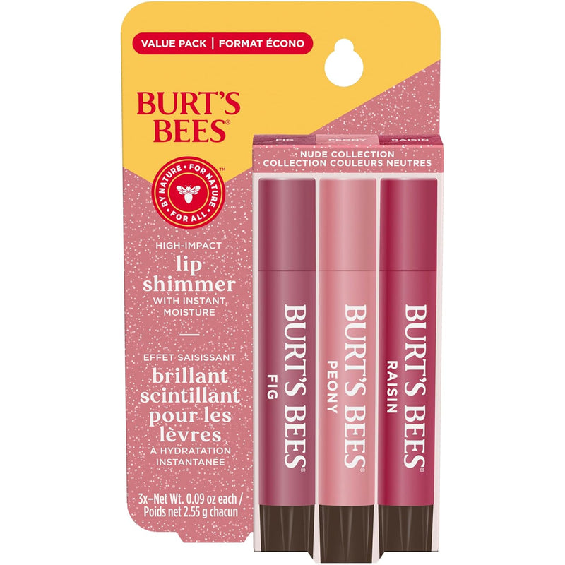 Burt's Bees Lip Shimmer Pink Collection, Tinted Lip Balm Stick, Moisturizing for All Day Hydration with Natural Glowy Pigmented Finish & Buildable Color, 3 Shades; Value Pack, 3 Tubes x 0.09 Oz Infinity Warehouse