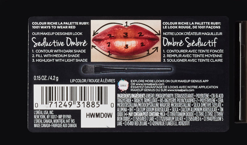 L'Oreal Paris Cosmetics Colour Riche La Palette Lip, Ruby, 0.15 Ounce L'Oreal Paris