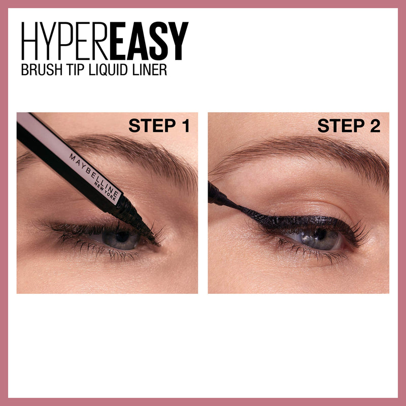 Maybelline Hyper Easy Liquid Pen No-Skip Eyeliner, Satin Finish, Waterproof Formula, Eye Liner Makeup, Pitch Black, 0.018 Fl; Oz Maybelline New York