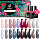 Beetles 20 Pcs Gel Nail Polish Kit, Modern Muse Collection Soak Off Nail Gel Polish Nude Gray Nail Polish Pink Blue Glitter Gel Polish Starter Kit with Glossy & Matte Top Coat and Base Coat Christmas beetles Gel Polish