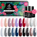 Beetles 20 Pcs Gel Nail Polish Kit, Modern Muse Collection Soak off Nail Gel Polish Nude Gray Nail Polish Pink Blue Glitter Gel Polish Starter Kit with Glossy & Matte Top Coat and Base Coat Christmas beetles Gel Polish