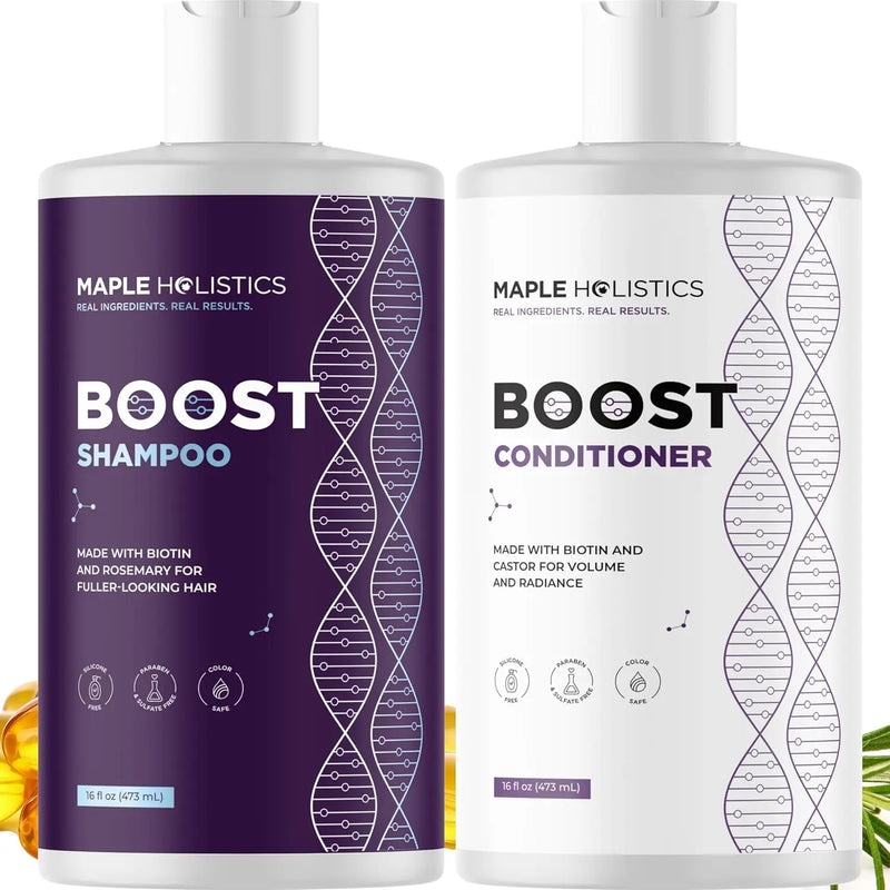 Advanced Biotin Shampoo and Conditioner Set - Thickening Sulfate and Paraben Free Shampoo and Conditioner for Hair Growth with Rice Water Black Castor Caffeine Collagen and Rosemary Oil Infinity Warehouse