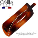 Camila Paris CP2683 French Hair Barrette Clip for Girls Metal Free Closure Tortoise and Crystals, Strong Hold Grip Hair Clips for Women, No Slip Durable Styling Hair Accessories, Made in France Camila