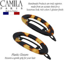 Camila Paris CP1993/2 French Hair Barrette Clip for Women, Handmade, Side Slide-in Metal-Free Closure Strong Hold Grip Hair Clips for Girls, No Slip Durable Styling Hair Accessories, Made in France Camila