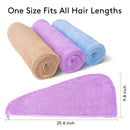 INNELO 3 Pack Microfiber Hair Towel Wrap for Women, Hair Drying Towels Turban with Buttons, Super Anti Frizz Absorbent & Soft Drying Hair Wraps For Curly, Long & Thick Hair(Purple Blue Coffee) INNELO