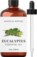 Brooklyn Botany Eucalyptus Essential Oil – 100% Pure and Natural – Therapeutic Grade Essential Oil with Dropper - Eucalyptus Oil for Aromatherapy and Diffuser - 4 Fl. OZ Brooklyn Botany