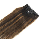 GOO GOO Clip in Human Hair Extensions Ombre Dark Brown to Chestnut Brown 20 Inch 7pcs 120g Clip in Hair Extensions Human Hair Straight Real Natural Hair Extensions GOO GOO Store