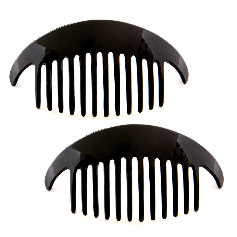 Camila Paris CP2872/2 Black Large Interlocking Combs Set of 2 French Hair Side Combs, Flexible Durable Strong Hold Hair Clips for Women, No Slip Styling Girls Hair Accessories, Made in France Camila