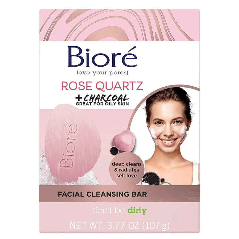Bioré Quartz Charcoal Facial Cleansing Bar Vegan Friendly Rose Bioré Store
