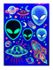 Temporary Tattoos – 1 Sheet Alien UFO Design Body Art Blacklight Reactive Light Festival Accessories Glow in the Dark Party Supplies | 7.2” x 5.2” Temp Tattoos Great for EDM EDC Party Rave Parties d'IRIS studio