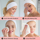 MUEROSA All in One Facial Cleansing Skincare Set | 14 pcs Reusable Bamboo Makeup Remover Pads | Exfoliating Konjac Sponge | Face Cloth | Adjustable Headband | Bamboo Storage Box | Laundry Bag Muerosa