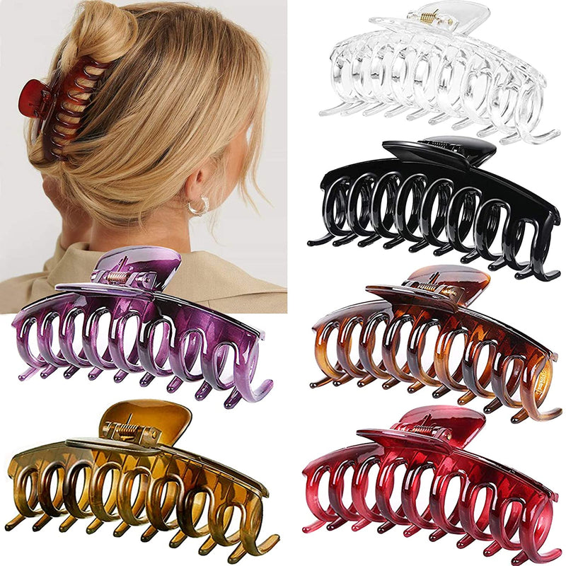 Big Claw Hair Clips for Women Thick Hair, 4.3’’ Jumbo Hair Clips Strong Hold Jaw Hair Clips Hair Catch Barrette Large Banana Clips Hair Styling Accessories(6 Packs) SUNCHARM
