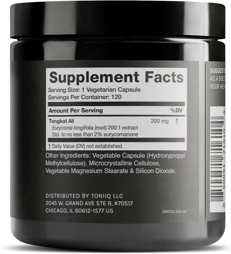 Tongkat Ali - Ultra High Potency 200:1 Extract with 2% Eurycomanone - Extra Strength Longjack Root - Third-Party Lab Tested - 120 Capsules Infinity Warehouse