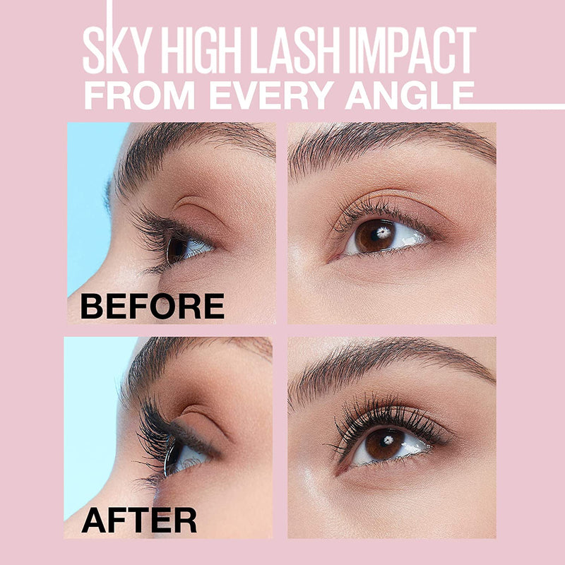 Maybelline Sky High Washable Mascara Makeup, Volumizing Mascara, Buildable, Lengthening Mascara, Defining, Curling, Multiplying, Washable Very Black, 0.2 fl. oz. Maybelline New York