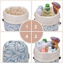 Barrel Makeup Bag Travel Drawstring Cosmetic Bag Large Toiletry Organizer Waterproof for Women and Girls (Large, Blue Leaf) Narwey Store