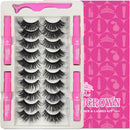 7C SevenCrown Magnetic Eyelashes with Eyeliner Kit, Fluffy Mink Lashes Cat-Eye Look 18-21MM Wispy Long 8D Luxury Volume Fake Eyelash 10 Pairs Cruelty-Free&Vegan Infinity Warehouse