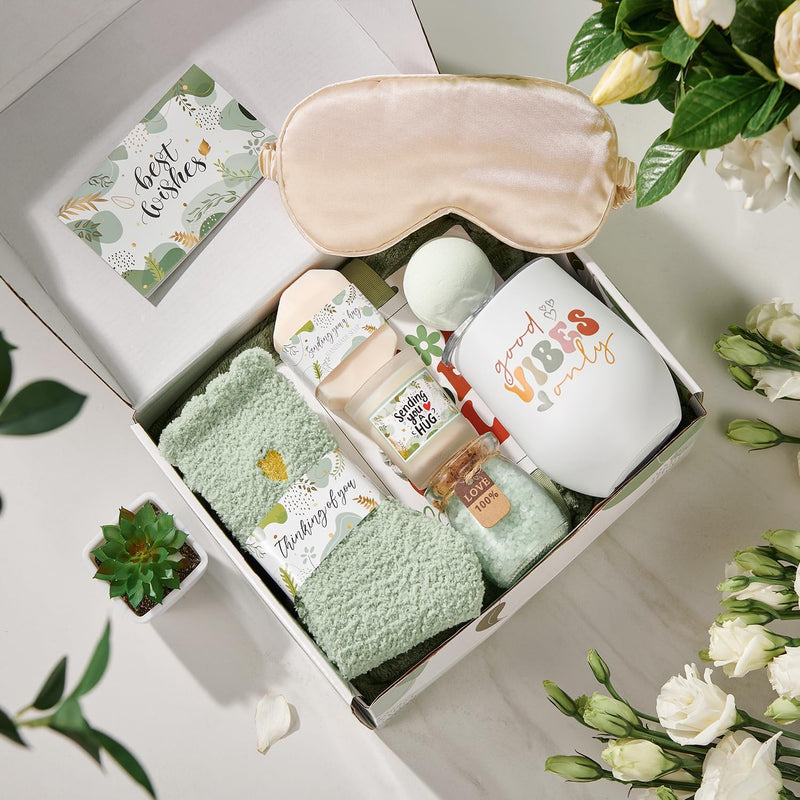Self Care Gifts for Women Get Well Soon Gifts Basket,Relaxing Spa Basket Care Package with Tumbler and Blanket Thinking of You Gifts Infinity Warehouse