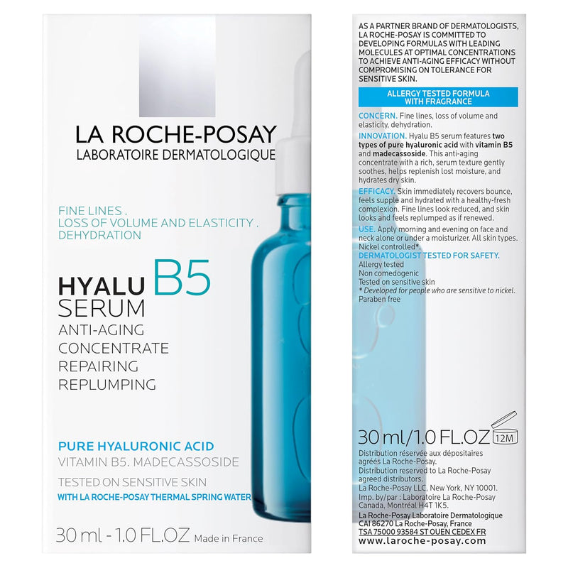 La Roche-Posay Hyalu B5 Pure Hyaluronic Acid Serum for Face, Vitamin B5 + Hyaluronic Acid + Madecassoside, Hydrating Serum Visibly Plumps Skin, Sensitive Skin Safe, Anti Aging, Oil-Free Infinity Warehouse
