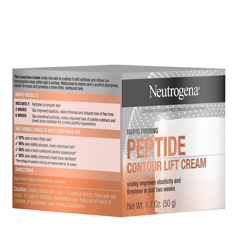 Neutrogena Rapid Firming Peptide Contour Lift Face Cream, Moisturizing Daily Facial Cream to visibly firm & lift skin plus smooth the look of wrinkles, Mineral Oil- & Dye-Free, 1.7 oz Neutrogena