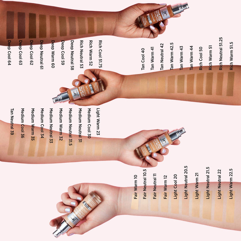 IT Cosmetics Your Skin But Better Foundation + Skincare, Deep Neutral 58 - Hydrating Coverage - Minimizes Pores & Imperfections, Natural Radiant Finish - With Hyaluronic Acid - 1.0 fl oz It Cosmetics