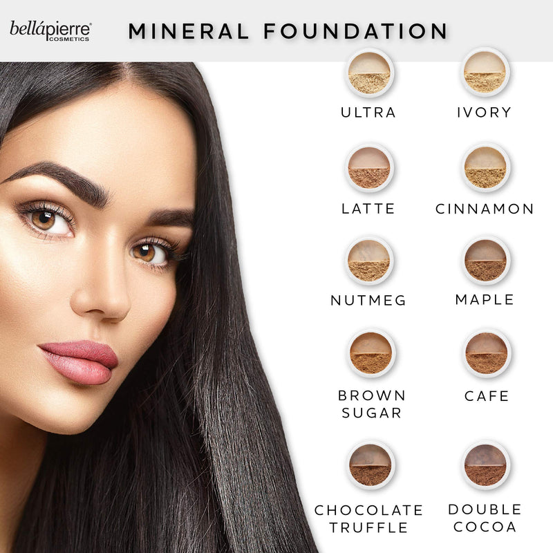 bellapierre Mineral Foundation SPF 15 Loose Finishing Powder | All-Natural Vegan & Cruelty Free Full Coverage Concealer | Hypoallergenic & Safe for All Skin Types | Oil & Talc Free - 0.32 Oz Nutmeg bellapierre