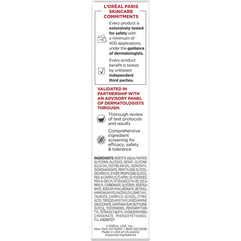 L'Oreal Paris Retinol Serum for Face, Night Serum 0.3% Pure Retinol from Revitalift Derm Intensives, Visibly Reduce Wrinkles, Even Deep Ones, 1 Oz Serum + Moisturizer Cream Samples, Packaging May Vary L'Oreal Paris