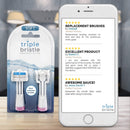Triple Bristle Replacement Brush Head Refills Pink & Blue Bundle | Innovative 3 Head Design | Compatible w/Triple Bristle Brand Sonic Toothbrush | Color Changing Indicator Bristles Triple Bristle