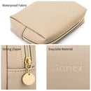 Gonex Small Makeup Bag for Purse PU Vegan Leather Travel Cosmetic Pouch Toiletry Bag for Women Girls Gifts with Gift Box Portable Water-Resistant Daily Storage Organzier Khaki Gonex Store
