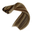 Blonde Highlights Human Hair Bundles Brown to Bleached Blonde Sew in Hair Weft Extensions Straight Real Hair Weave Extensions 18 Inch Double Hand Tied Weft Hair 100 Gram for Women Ubetta Store