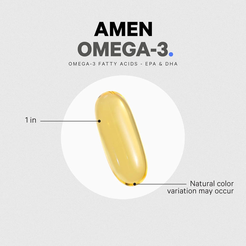 Amen Omega-3 Supplement - 1500mg High-Potency Daily Omega 3 - EPA and DHA Fatty Acids Fish Oil - 45-Day Supply - Fatty Acid Supplements - Fish Oil Pills - Non-GMO - 90 Soft Gels Capsules Infinity Warehouse