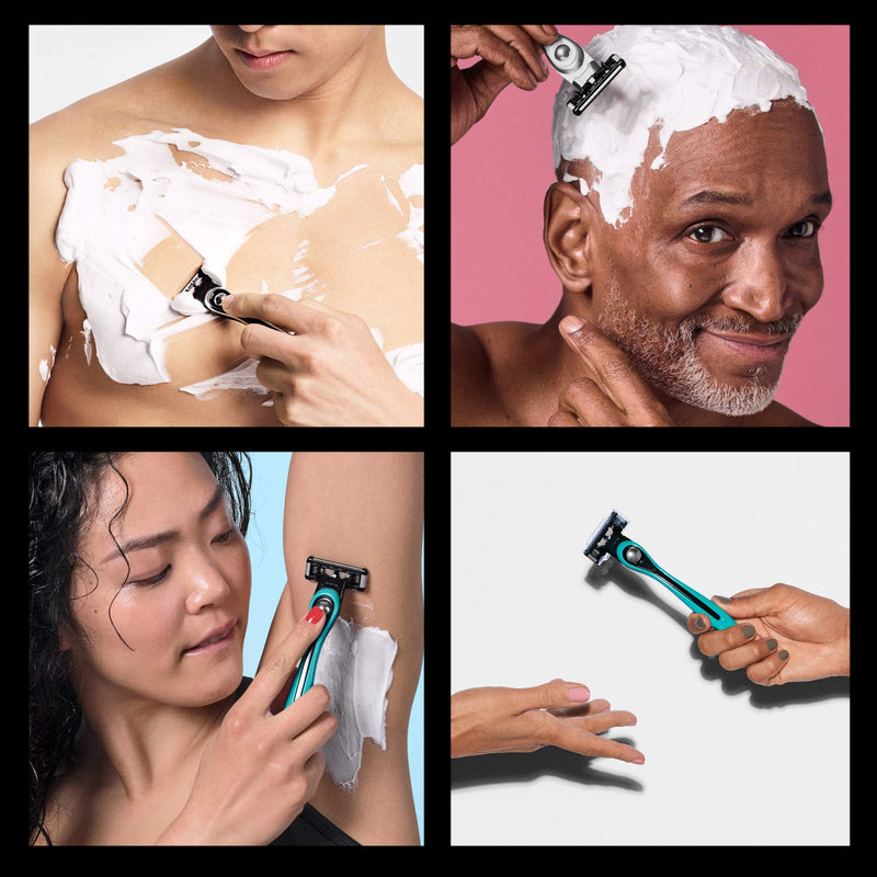 Made For You by BIC Shaving Gift Set for Every Body - Men & Women, 2 Handles with 14 Cartridge Refills – 5-Blade Razors, Nickel & Teal, Kit Made For You