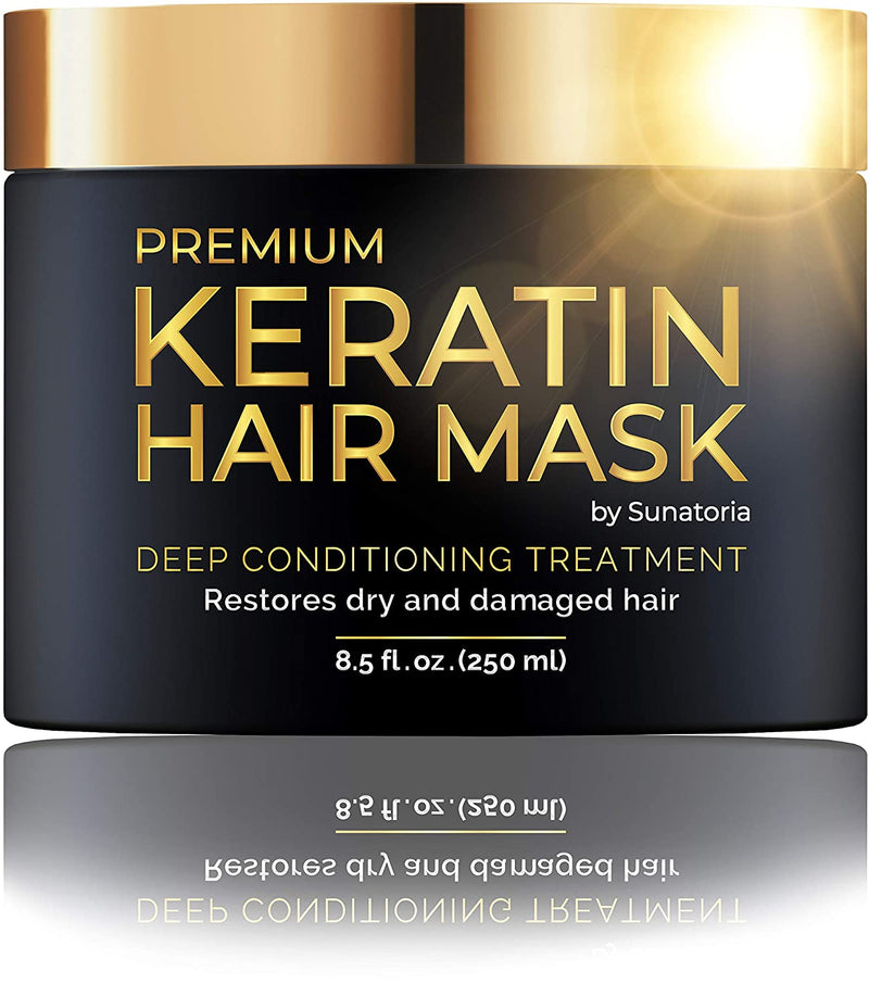 Premium Keratin Hair Mask - Professional Treatment for Hair Repair, Nourishment & Beauty - Hair Mask - Vitamin Complex for All Hair Types - with Omega 3, 9, Vitamin E - Protein Nourishment Mask SUNATORIA