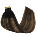 GOO GOO Tape in Hair Extensions Human Hair 24 Inch Balayage Natual Black to Chestnut Brown 20pcs 50g Real Hair Extensions Tape in Remy Hair Extensions for Women GOO GOO Store