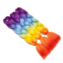 Jumbo Braiding Hair Ombre 24 inch Jumbo Braid Hair Extensions Rainbow Jumbo Box Braids Crochet Hair Long for Women Kids DIY High Temperature Synthetic Fiber 4 Tones Purple+Blue+Yellow+Orange 3 Bundles Benehair