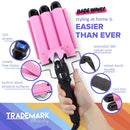 Babe Waves Jumbo Hair Curling Wand | Triple Barrel Waving Iron | Trademark Beauty Dual Voltage Hair Waver with 32mm Barrels Babe Waves Store