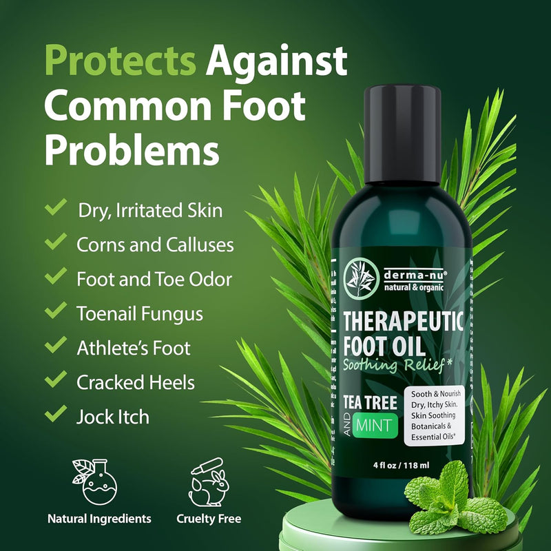 Foot and Body Oil with Tea Tree Oil - Hydrating Foot Care and Foot Spa for Cracked Heel Repair - Soothes Dry, Irritated Skin and Foot Odor - (4oz) Infinity Warehouse