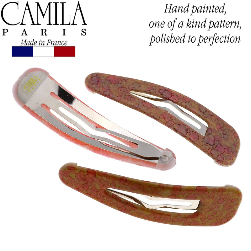 Camila Paris CP2932 French Hair Snap Clip Barrette, Hair Slides Clic Clac for Women, Styling Girls Side Slide-in Metal Snap Pin Hair Accessories for Women. Strong Hold, No Slip Grip, Made in France Camila