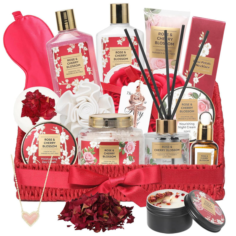 Bath and Body Gift Basket Set for Women - Coconut Vanilla Spa Gift Basket for Women 17-Piece Luxury Bath Gift Set with Shower Gel Self Care Pampering Gifts for Mothers Day, Christmas, Birthday Gifts Infinity Warehouse