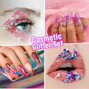 Festival Chunky and Fine Glitter Mix, Teenitor 32 Colors Chunky Sequins & Fine Glitter Powder Mix, Iridescent Glitter Flakes, Cosmetic Face Body Eye Hair Nail Art Resin Tumbler Glitter Loose Glitter Teenitor