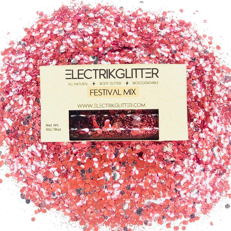 Eco Friendly Glitter Chunky Glitter for Festivals. Biodegradable Body Glitter for Hair Glitter, Nail Glitter, Face Eyeshadow glitter, Rave accessories, Holographic glitter makeup (Pink) ELECTRIKGLITTER