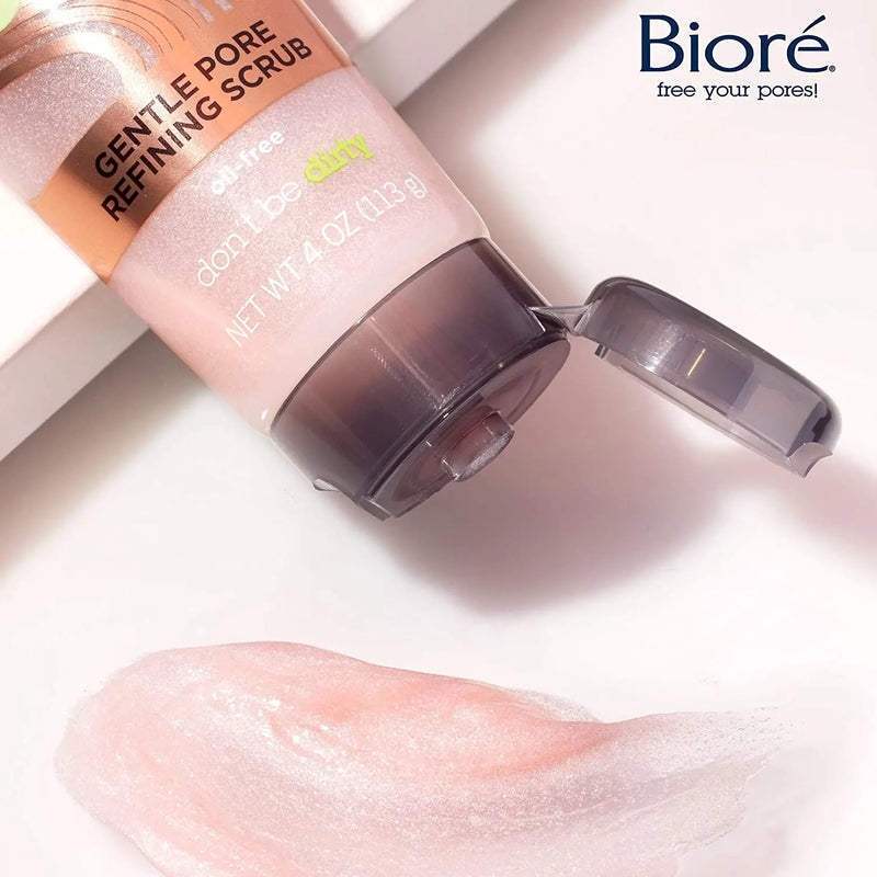 Bioré Rose Quartz With Charcoal Gentle Pore Refining scrub, exfoliating & Pore Minimizing Micro Crystal Facial Scrub, Oil Free, Dermatologist Tested, Cruelty Free, Vegan Friendly, Paraben Free Bioré Store