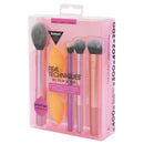 Real Techniques Makeup Brush Set with 2 Sponge Blenders for Eyeshadow, Foundation, Blush, and Concealer, 6 Piece Makeup Brush Set Real Techniques
