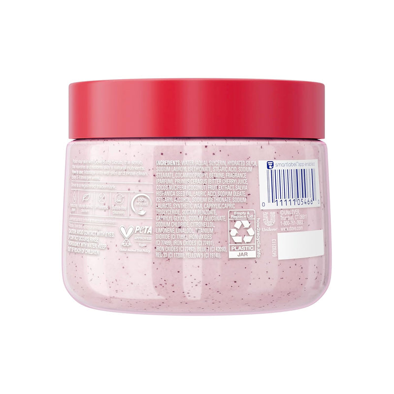 Dove Cherry & Chia Body Scrub Exfoliates and Deeply Nourishes for Smooth, Radiant Skin 15oz Infinity Warehouse